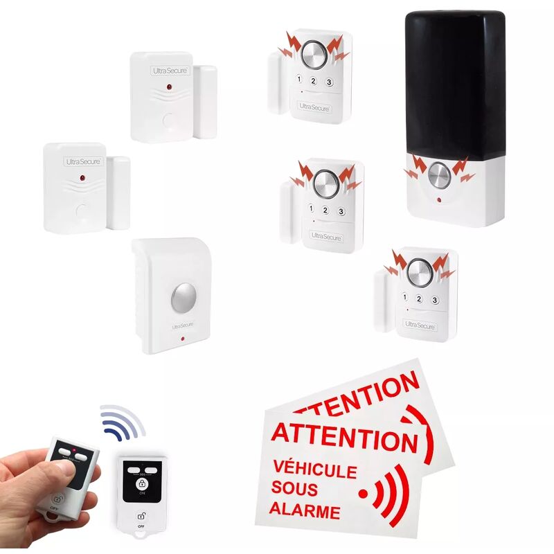 Kit alarme van aménagé DELUXE 3 - 5 Détecteurs d'ouverture + détecteur mouvement + sirène + 2 télécommandes (gamme BT)