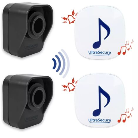 Kit alerte de passage 600 mètres "CLASSIC" 2 carillons 35 mélodies / 2 détecteurs mouvement autonomes (gamme DA600+)