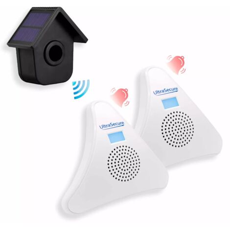 Kit alerte de passage 600m - 2 carillons 35 mélodies volume réglable & détecteur 2 panneaux solaires (DA600+)