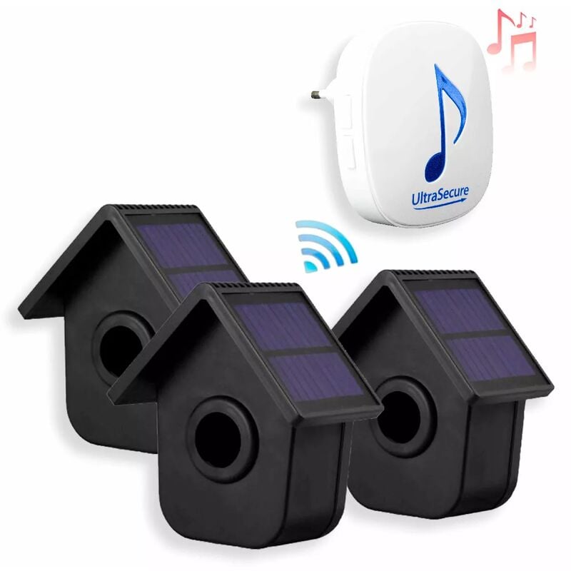 Kit alerte de passage 600m - 3 détecteurs 6 panneaux solaires & carillon 35 mélodies volume réglable (DA600+)