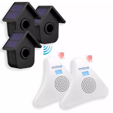 Kit alerte de passage 600m - 3 détecteurs 6 panneaux solaires & 2 carillons 35 mélodies volume réglable (DA600+)