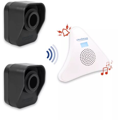Kit alerte de passage 600m "BALCON" 2 détecteurs mouvement autonomes  & 1 carillon triangle 35 mélodies (DA600+)