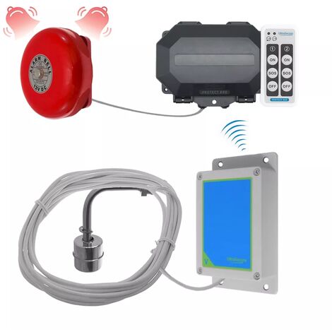Kit alerte niveau d'eau / inondation sans fil longue distance (800m) avec cloche extérieure (P800)