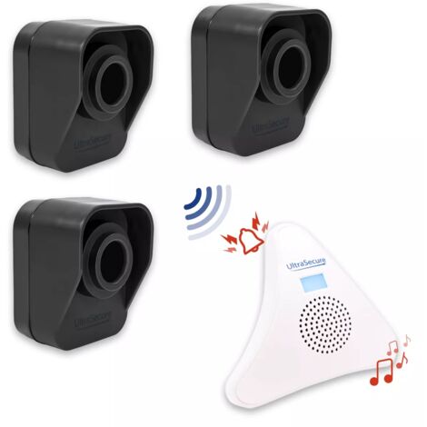 Kit alerte passage 600m "CLASSIC" 3 détecteurs mouvement autonomes  / 1 carillon triangle 35 mélodies (DA600+)
