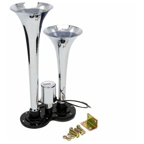 Kit altoparlante per tromba elettrica a doppia tromba, cromato, 150 dB, 12 V/24 V, universale per treni e camion