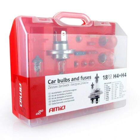 Kit ampoules et fusibles, 18 pièces, 2xH4, amio-01497