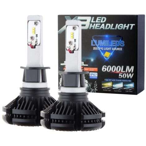 Kit ampoules H1 LED XT3 50W - 6000Lm - 12V/24V Lampes de voiture LED haute puissance, la paire