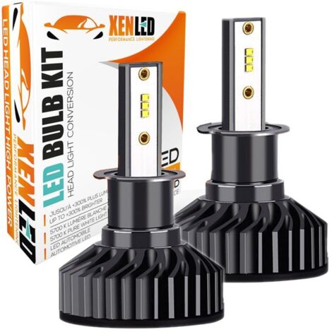 Kit AMPOULES H3 LED Ventilées FF2 - 5000Lms - 6000°K - Taille Mini Lampe de voiture LED