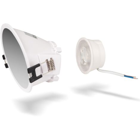 KIT Anneau downlight asymétrique rond Ø93mm + module LED MR16 5W - Blanc Chaud - Blanc