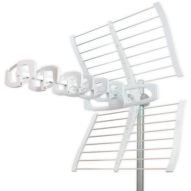 Antenne tv amplifiée tnt Ultra hd extérieure discovery V2 46 dB, filtre 4G/5G-LTE700 avec pointeur