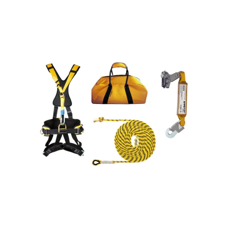 

Kit anticaída básico con arnés de asiento SIKKIM B | Cuerda 20m - Safetop