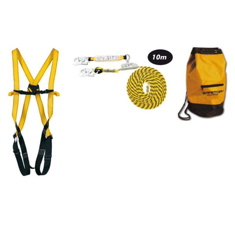 

Kit anticaída básico con cuerda mosquetones HELKA | Cuerda 30m - Safetop