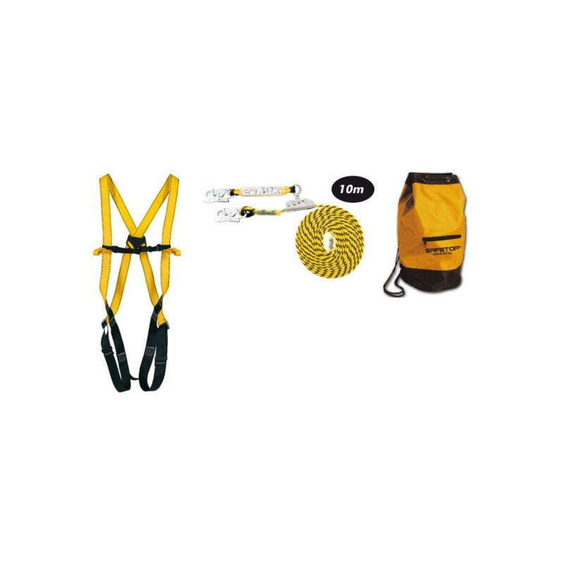

Kit anticaída básico con cuerda mosquetones HELKA | Cuerda 10m - Safetop