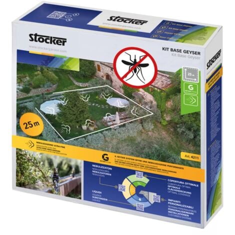 kit antizanzare giardino stocker "base" per geyser nebulizzatore 25 m di tubo, 10 ugelli, 10 raccordi a t, 3 tappi di chiusura e 5 fermatubo