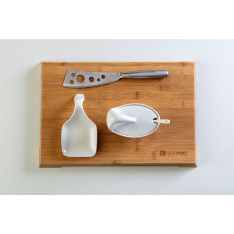 Kit Aperitivo Tagliere Legno Scuro 38,3x26,7x2,8 cm con Accessori