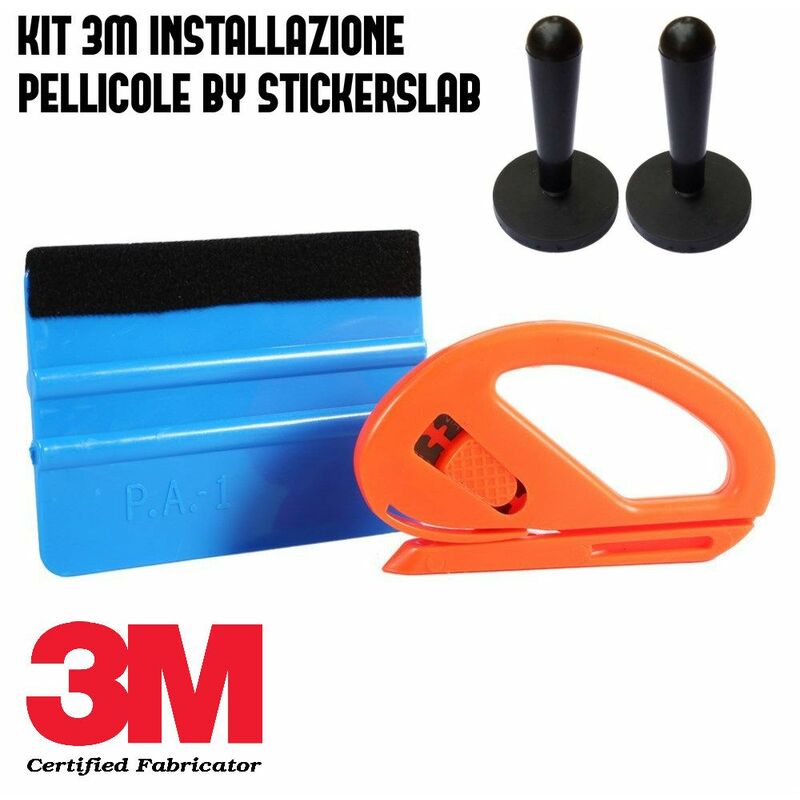 Kit applicazione pellicole car wrapping (Spatola 3M blu - Taglierino - Magneti)