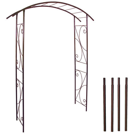 LMOULIN Kit arche de jardin pont en fer vieilli tubes ronds petit modèle + 4 supports poteaux à enfoncer