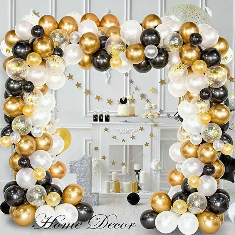 Kit Arco Palloncino Oro Bianco Nero Ghirlanda Kit