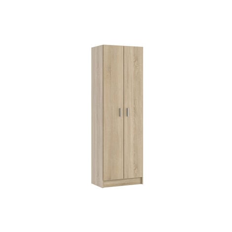 KIT ARMADIO 2 ANTE E 5 RIPIANI REGOLABILI MULTIUSO CM. 59X37X180H COLORE ROVERE
