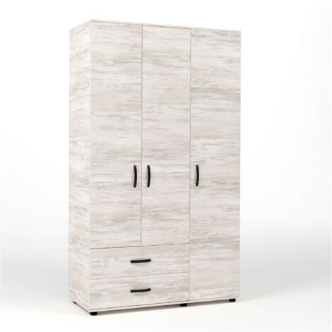 Kit Armadio 3 Ante + 2 Cassetti 120X52X205 Cm Bianco Ven.K083