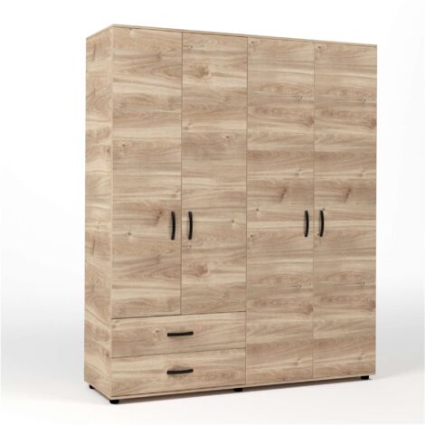 Kit Armadio 4 Ante + 2 Cassetti 160X52X205 Cm Rovere M. K358