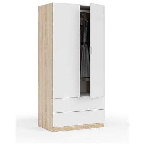 KIT ARMADIO DUE ANTE E DUE CASSETTI ROVERE CM.  80X52X180H
