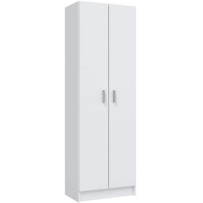 Armoire de rangement LISON 2 portes L58,5cm x H180cm - Blanc