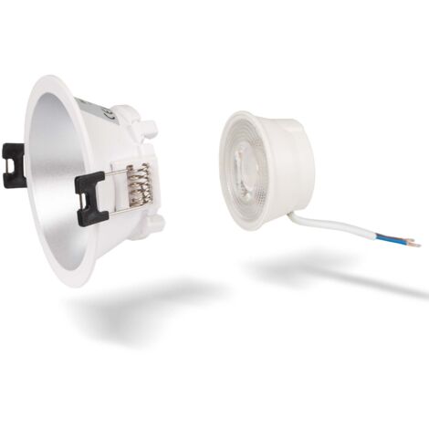 KIT Aro Downlight Redondo Ø85mm + Módulo LED MR16 5W - Blanco Cálido - Plata
