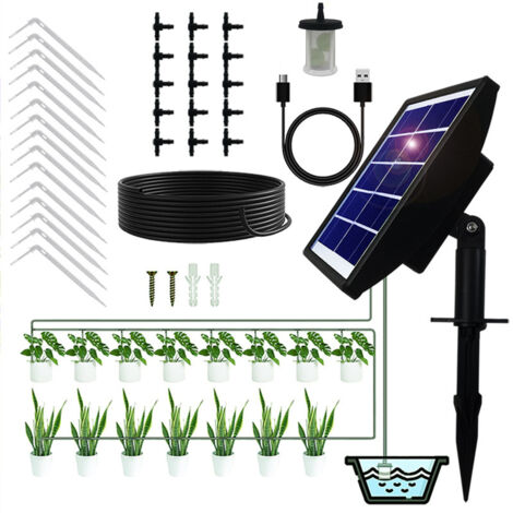 Kit Arrosage Automatique Solaire, Système Irrigation Goutte à Goutte pour Jardin, Balcon, Plantes