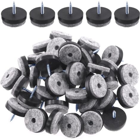 Kit assorti de patins en feutre pour meubles, 40 pièces, 28 mm, couleur noire, avec patins à vis, pour pieds en bois de chaises, tables, canapés