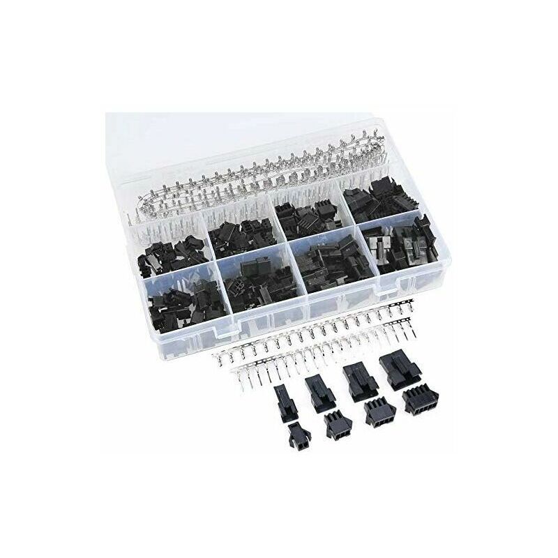 KZQ - Kit Assortiment de Connecteurs jst-sm Mâle et Femelle - 560 Pièces - Connecteur 2.5mm 2 3 4 5 Broches Noir en Plastique Mâle et Femelle avec