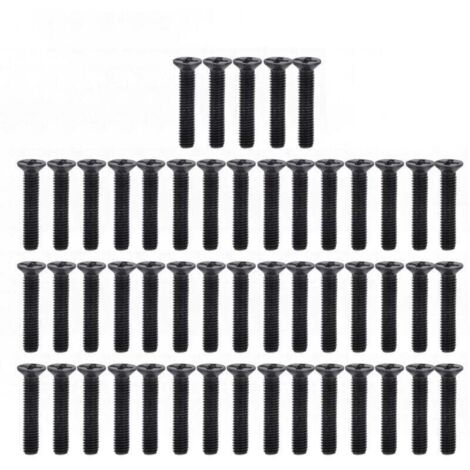 Kit assortimento di 50 viti a testa svasata M3 DIN 965, viti a testa svasata zincate nere (M316)