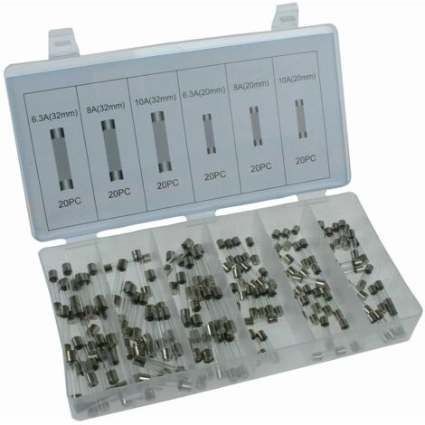 KIT ASSORTIMENTO FUSIBILI FUSIBILE VETRO ELETTRICO 120 PEZZI ASSORTITI 780