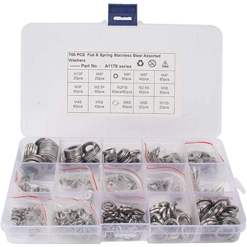Kit Assortimento Rondelle Piatte, 700 Pezzi Kit