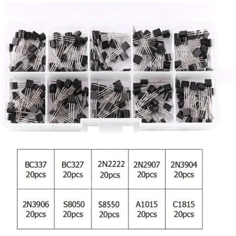 Kit assortimento transistor di potenza Ulisem BC337、BC327、2N2222、2N2907、2N3904、2N3906 10 valori 200 pezzi