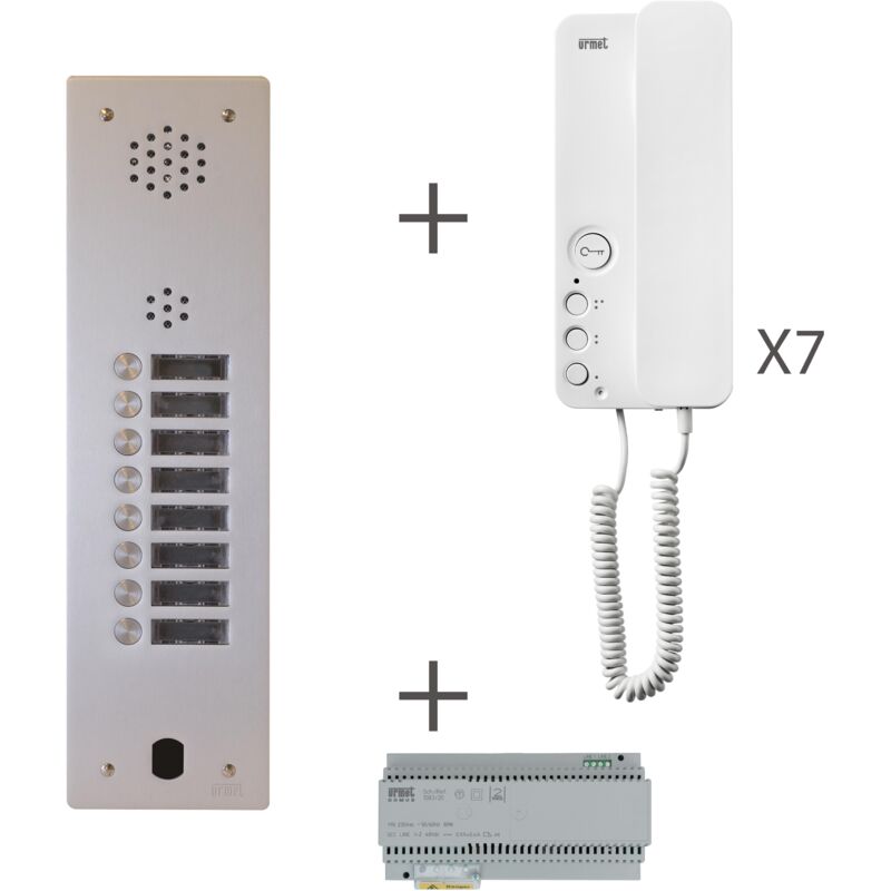 Kit interphone 1 rangée avec 7 combinés Urmet Collectif