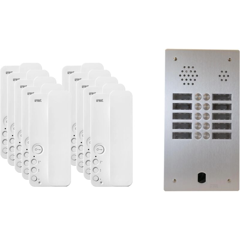 Urmet - Kit interphone 2 rangées avec 10 combinés Collectif