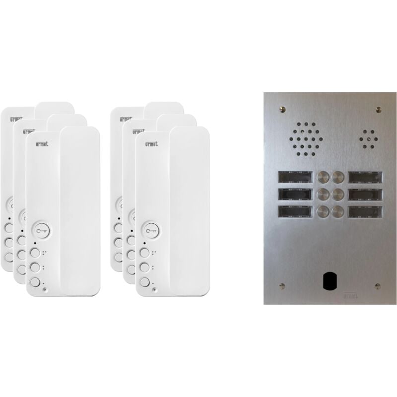 Kit interphone 2 rangées avec 6 combinés Urmet Collectif