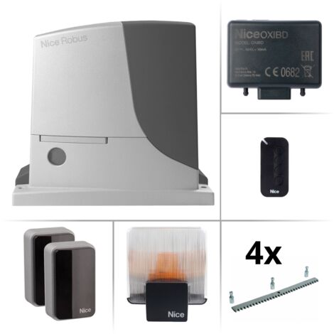 Kit Automatisation coulissant NICE ROBUS 600kg RB600BDKCE + 4M Crémaillère galvanisée