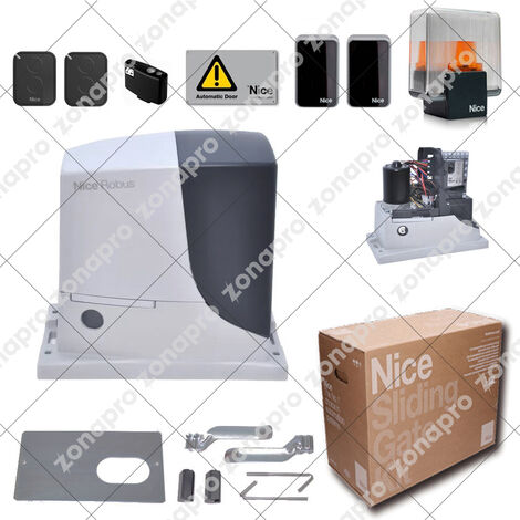 Kit automatisme pour portails coulissants jusqu'à 1000kg 24v NICE ROBUS RB1000BDKCE