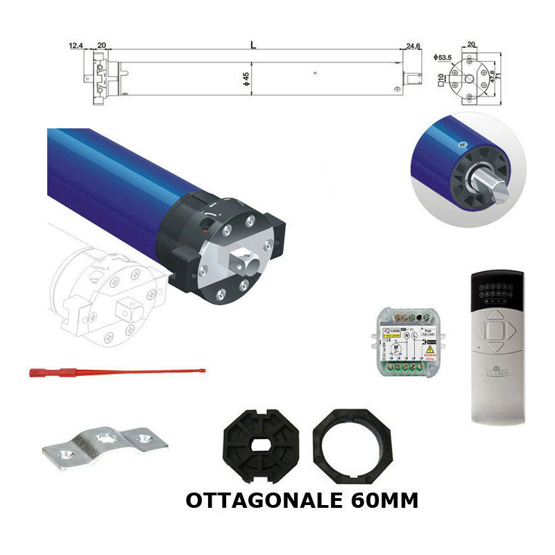 Kit Automazione Tapparelle Motore Tubolare 50nm 100kg Centralina Te...