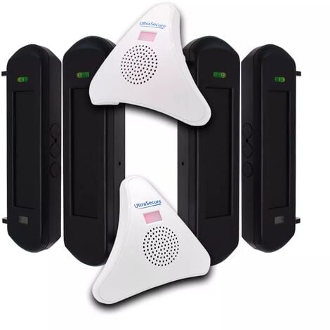 Kit avancé alerte passage 600m performance - 2 Jeux barrières infrarouges solaires & 2 carillons 35 mélodies (DA600+)
