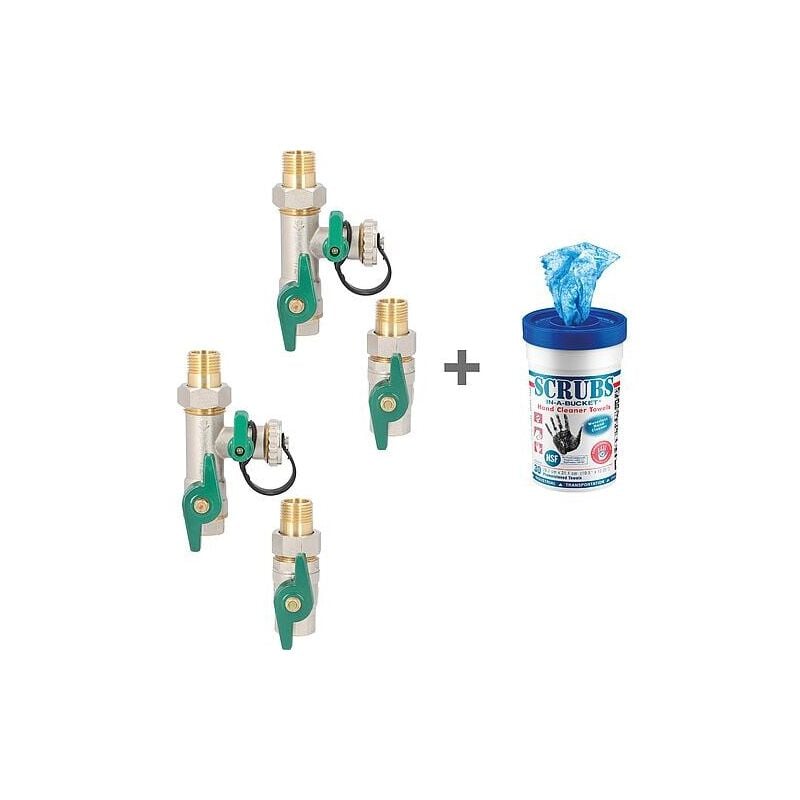 Banyo - Kit avantage 2x kit de raccordement avec dispositif de rinçage pour circulateurs DN15, + 1x seau Scrubs gratuit