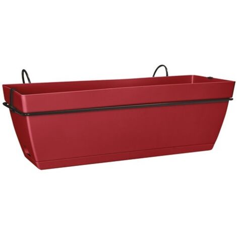 Kit Balconnière Paris 50cm Rouge Foncé Balconnière Complète Avec Réserve D'eau Et Fixations - Florus