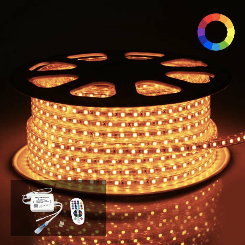 Silumen - Kit Bandeau led 220V 5050 rgb 50M (contrôleur + alimentation)