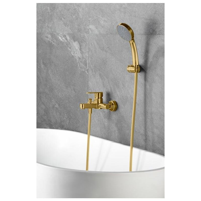 Ensemble de salle de bain avec robinet à une poignée Modèle roma Couleur Or Finition en Or brossé [ Imex