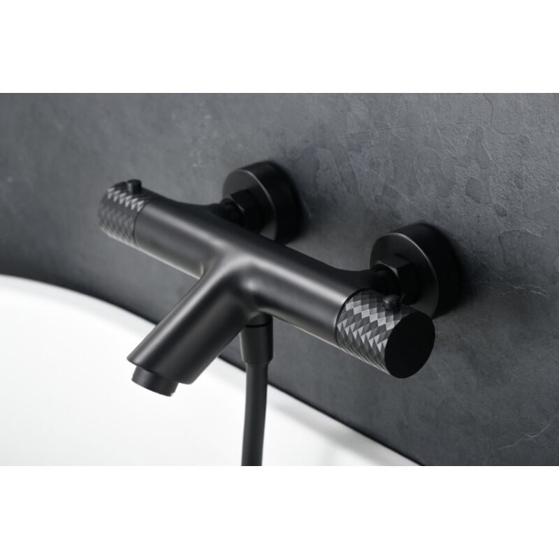 Ensemble de salle de bain avec thermostat Modèle génova Couleur noir [ Imex
