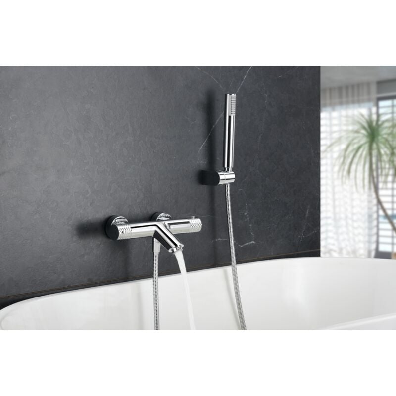 Ensemble de douche avec thermostatique Modèle génova Couleur Gris Finition en Chrome [ Imex