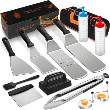 Kit Barbecue - 14 Pièces En Acier Inoxydable Pour Teppanyaki Et Grill Extérieur - Pour Camping Et Rassemblements Familiaux