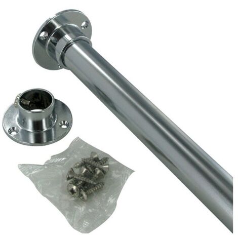 Kit barra armadio allungabile e supporti diam. 30 x 15 mm ovale cromato 0,9 mt Sans marque